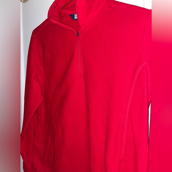 Brand New Women’s Lands’ End Red Half Zip Fleece Pullover, Size L / P - Picture 3 of 9